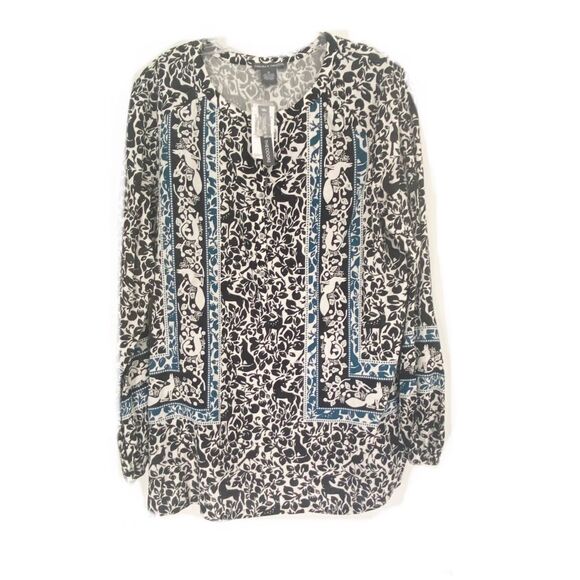 Chelsea and Theodore Floral Tunic 100% Rayon Sz M - Picture 1 of 9